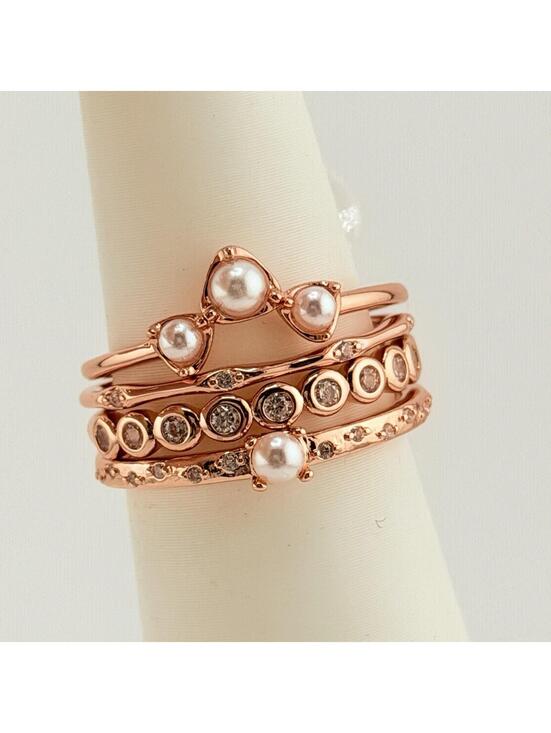 Jewelry - Bomb Party Delicates Ring Sz 10 "Dream Dancing On Quiet Wings" Pearl Rose Gold